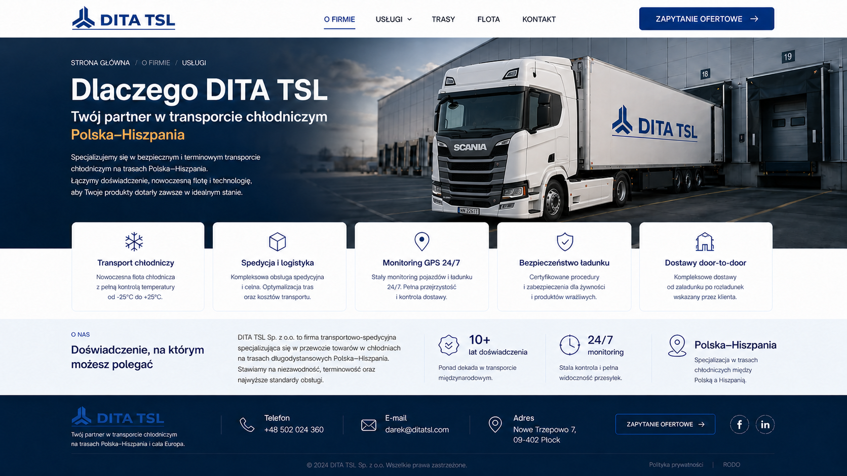 Scania serii S DITA TSL przy centrum logistycznym